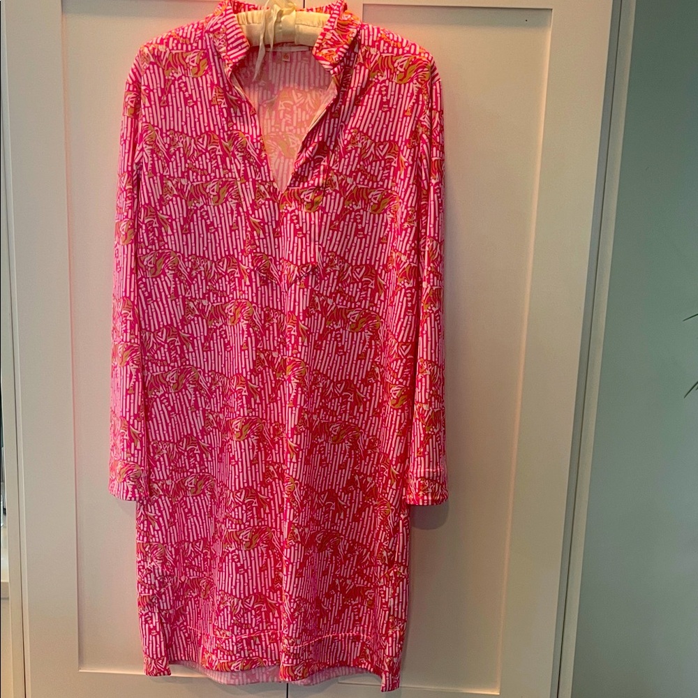 Pink and Gold Patterned Women's Dress